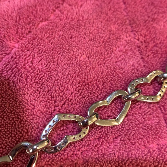 Sterling Silver CZ Heart Bracelet like new - Picture 3 of 5